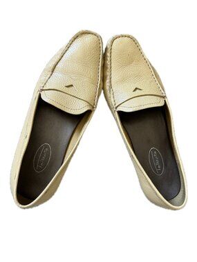 Talbots Light Yellow Leather Penny Loafers Sz 9.5 Slip On Casual Comfortable